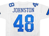 DALLAS COWBOYS DARRYL JOHNSTON AUTOGRAPHED WHITE JERSEY "MOOSE" BECKETT 213036