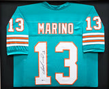 MIAMI DOLPHINS DAN MARINO AUTOGRAPHED FRAMED TEAL JERSEY BECKETT BAS 214091