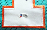 MIAMI DOLPHINS DAN MARINO AUTOGRAPHED FRAMED TEAL JERSEY BECKETT BAS 214091