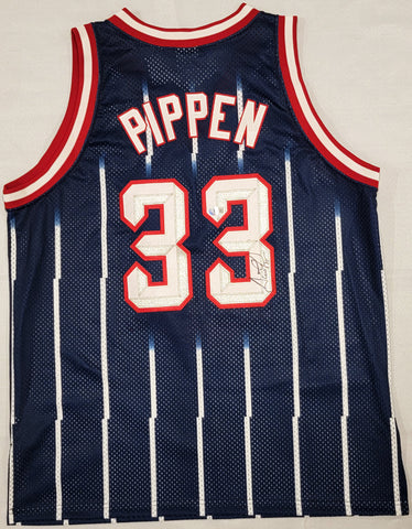 Rockets Scottie Pippen Auto Blue Authentic Starter Jersey Size 52 Beckett