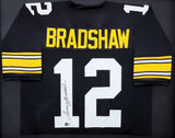 STEELERS TERRY BRADSHAW AUTOGRAPHED SIGNED FRAMED BLACK JERSEY BECKETT 206949