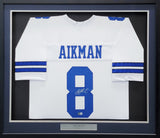 DALLAS COWBOYS TROY AIKMAN AUTOGRAPHED FRAMED WHITE JERSEY BECKETT BAS 206948