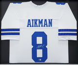 DALLAS COWBOYS TROY AIKMAN AUTOGRAPHED FRAMED WHITE JERSEY BECKETT BAS 206948