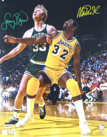 Larry Bird & Magic Johnson Autographed 16x20 Photo (Smudged) Beckett W171570