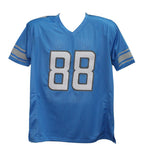 TJ Hockenson Autographed/Signed Pro Style Blue XL Jersey Beckett BAS 34659