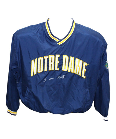 Lou Holtz Autographed Notre Dame Fighting Irish Pullover L Beckett 41182