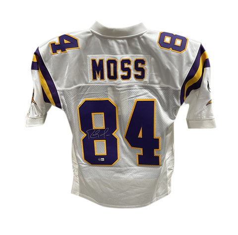 Randy Moss Autographed Minnesota Vikings M&N White sz 44 Jersey Beckett 40888