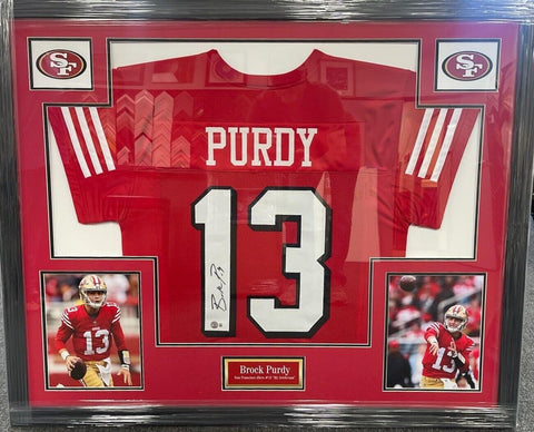 Brock Purdy Autographed 49ers Red Shadow Pro Style Jersey Framed
