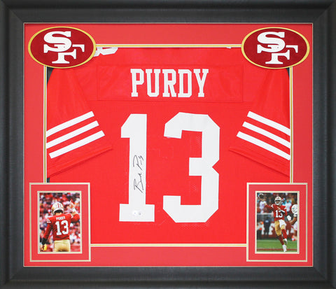 Brock Purdy Autographed 49ers Red Pro Style Jersey Framed