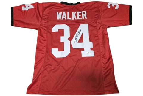 Hershel Walker Autographed/Signed College Style Red Jersey Beckett 43349