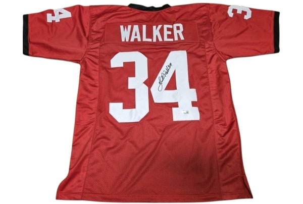 Hershel Walker Autographed/Signed College Style Red Jersey Beckett 43349