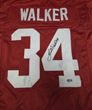 Hershel Walker Autographed/Signed College Style Red Jersey Beckett 43349