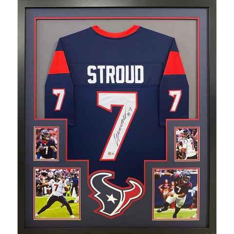 C.J. Stroud Autographed And Framed Blue Houston Texans Jersey