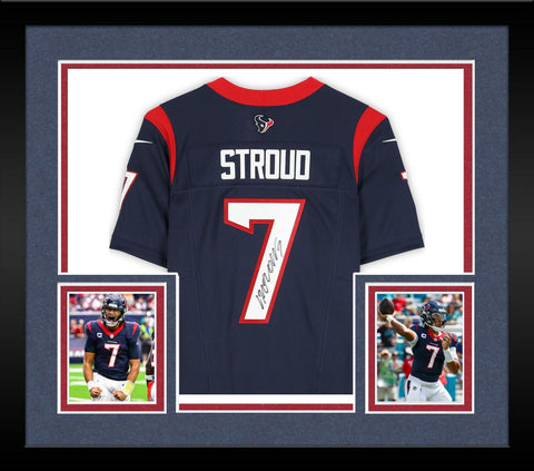 Framed C.J. Stroud Houston Texans Autographed Navy Nike Game Jersey