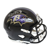 Justin Tucker Autographed Baltimore Ravens Speed Mini Helmet Beckett 39574