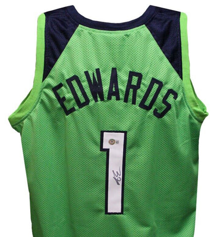 Anthony Edwards Autographed Custom Green Pro-Style Basketball Jersey