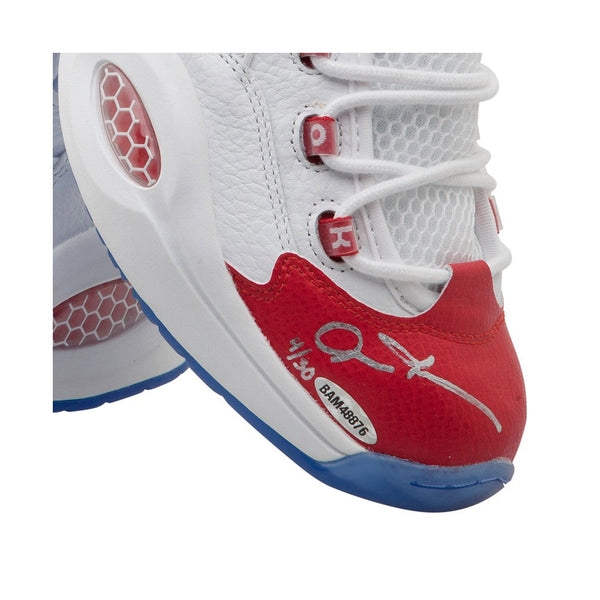 Allen Iverson Autographed Reebok Question Mid Shoes With Red Toe