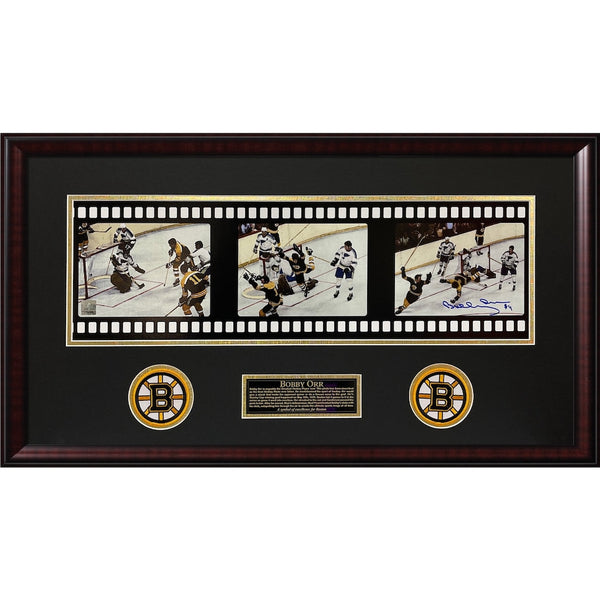 Bobby Orr Boston Bruins Signed Flying Goal Filmstrip Sequence Panoramic Photo Framed