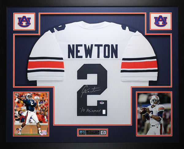 Cam Newton Autographed Framed White Auburn Jersey
