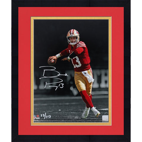Framed Brock Purdy San Francisco 49ers Autographed 11" x 14" Spotlight Photograph - Limited Edition of 113