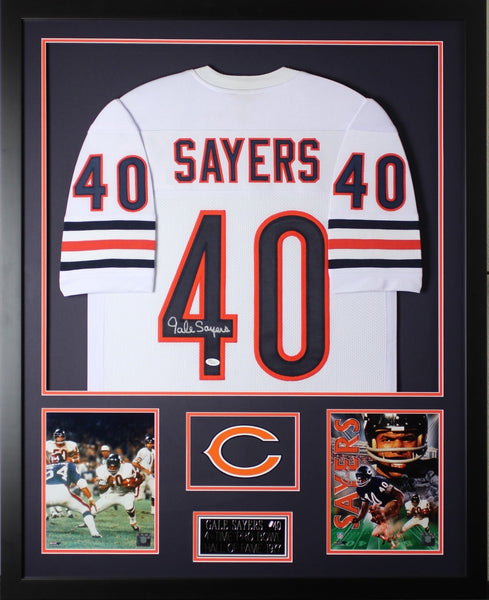 Gale Sayers Autographed and Framed White Bears Jersey