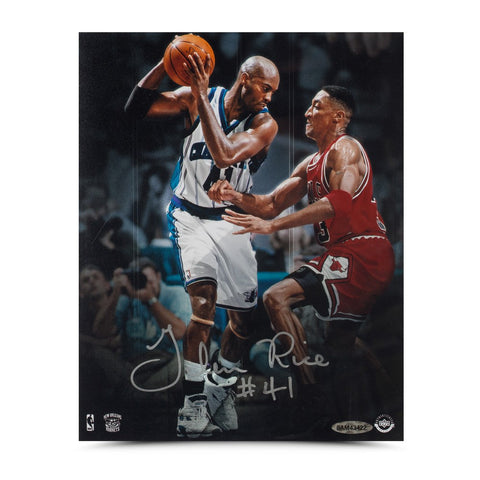 Glen Rice Autographed "Offense vs. Defense" 8 x 10