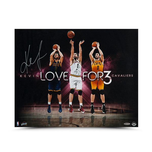 Kevin Love Autographed "For Three" 20 x 16