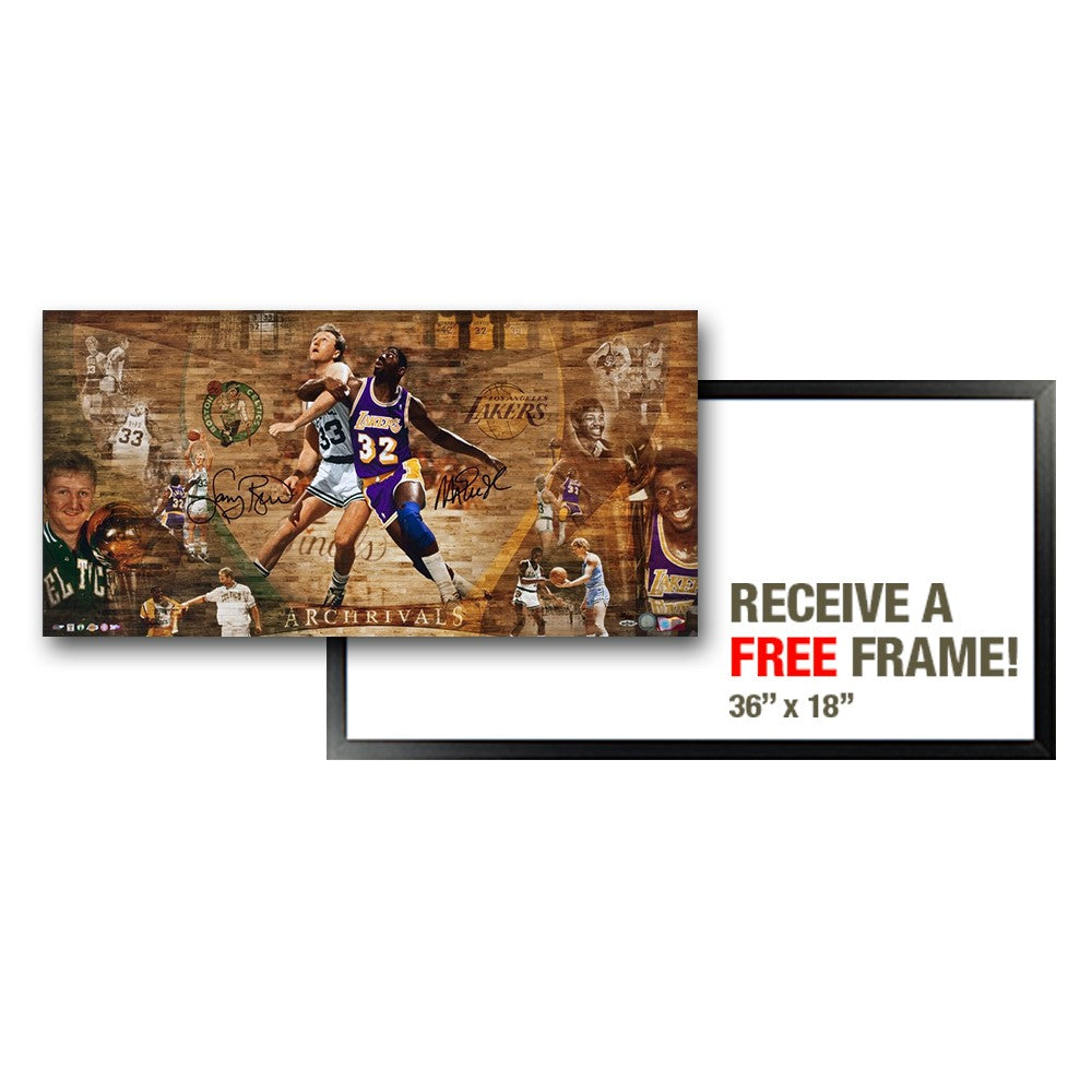 Magic Johnson & Larry Bird Autographed Arch Rivals 36 x 18 – Super ...