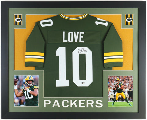 Jordan Love Autographed Framed Green Bay Packers Jersey