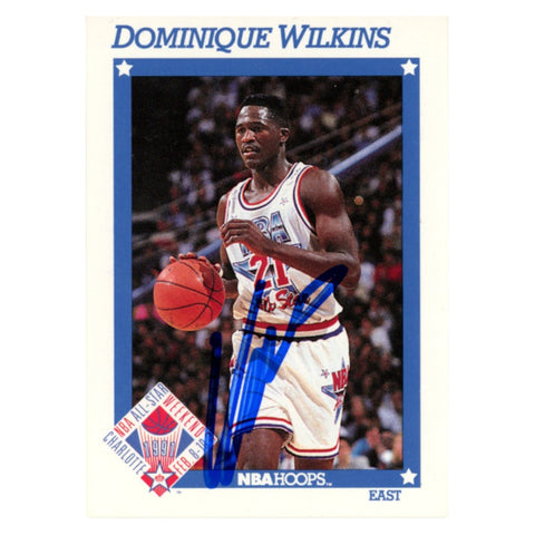 Dominique Wilkins Autographed 1991 NBA Hoops #259 Trading Card Beckett 54245