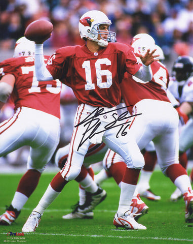 Jake Plummer Signed Cardinals Red Jersey Action 8x10 Photo w/Snake - (SS COA)