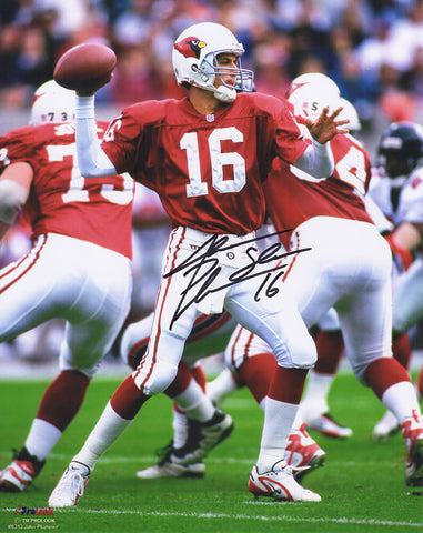 Jake Plummer Signed Cardinals Red Jersey Action 8x10 Photo w/Snake - (SS COA)