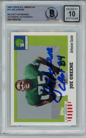 Joe Greene Signed 2005 Topps All-American #13 Beckett Auto 10 40686