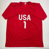 Autographed/Signed Hope Solo Red Soccer Team USA World Cup Jersey JSA COA