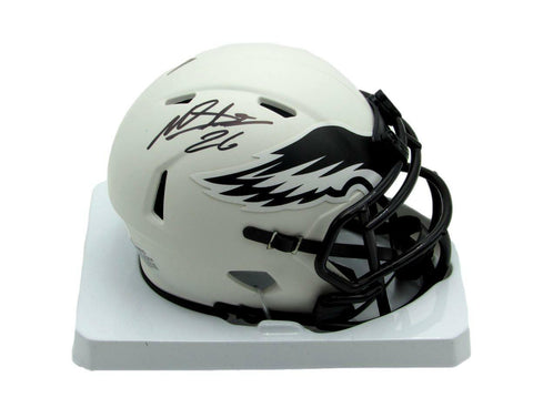 Miles Sanders Signed/Auto Eagles Lunar Eclipse Mini Football Helmet JSA 166328