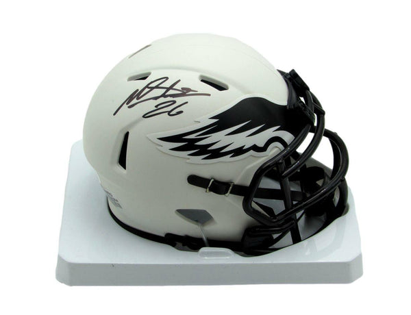 Miles Sanders Signed/Auto Eagles Lunar Eclipse Mini Football Helmet JSA 166328