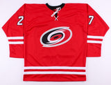 Justin Faulk Signed Hurricanes Jersey (Beckett) 37th Overall Pick 2010 NHL Draft