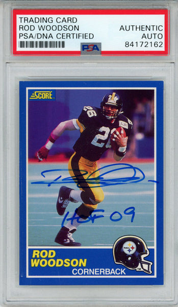Rod Woodson Autographed 1989 Score #78 Rookie Card HOF PSA Slab 43592