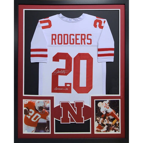 Johnny Rodgers Autographed Signed Framed Nebraska Heisman Win Jersey JSA