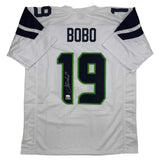 Autographed/Signed Jake Bobo Seattle White Football Jersey JSA COA