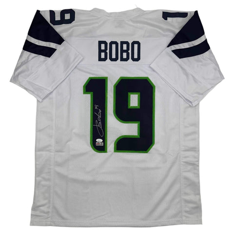 Autographed/Signed Jake Bobo Seattle White Football Jersey JSA COA