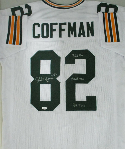 Packers PAUL COFFMAN Signed Custom Replica White Jersey AUTO w/ Stats - JSA