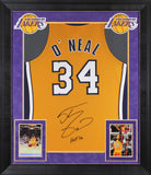 Shaquille O'Neal "HOF" Signed Yellow M&N 99-00 HWC Authentic Framed Jersey BAS W