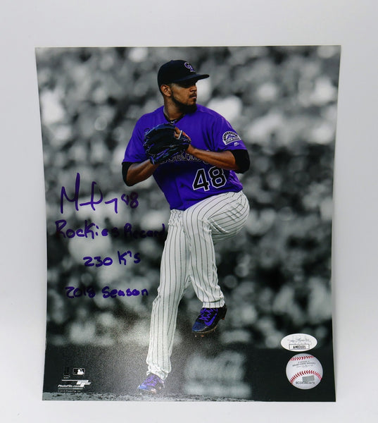 German Marquez Autographed & Inscribed 8x10 Photo -- Colorado Rockies | JSA COA