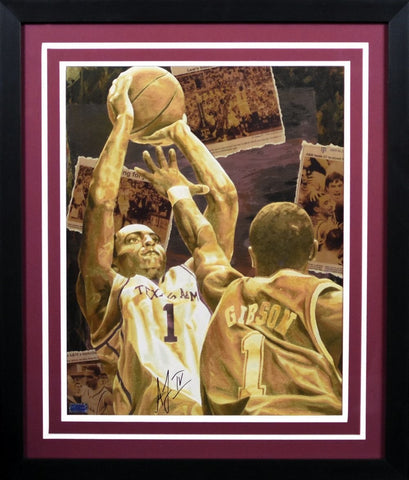 ACIE LAW IV AUTOGRAPHED TEXAS A&M AGGIES THE SHOT 16x20 FRAMED PHOTO COA