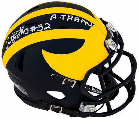 Anthony Thomas Signed Michigan Riddell Speed Mini Helmet w/A-Train - (SS COA)