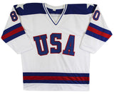 1980 USA Hockey 15 Autos Craig, Eruzione, Broten Signed White Jersey Steiner