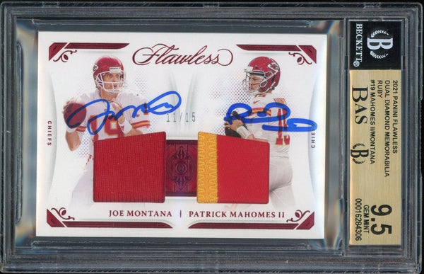 2021 Flawless Dual Patch Joe Montana Patrick Mahomes BGS 9.5/10 Auto GEM MINT