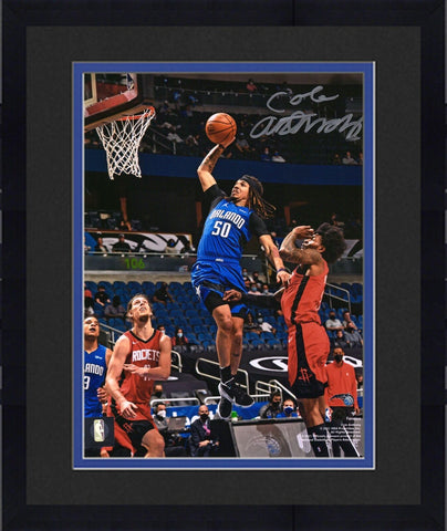 Framed Cole Anthony Orlando Magic Signed 8x10 Dunk in Blue Photo