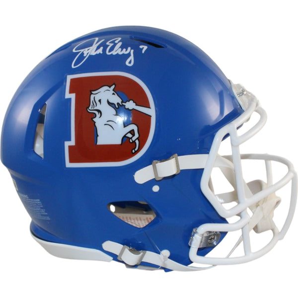 John Elway Autographed Denver Broncos Authentic TB Helmet Beckett Witness 55248